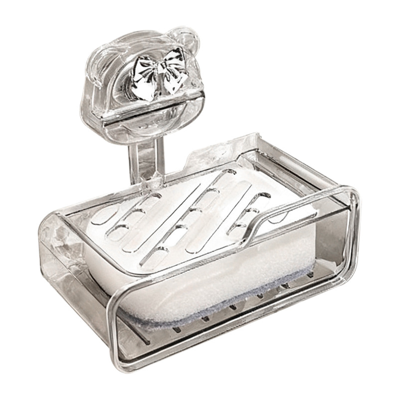 Műanyag falra szerelhető szappontartó erős vákuumos rögzítéssel, fúrás nélkül, fürdőszobai lefolyóval