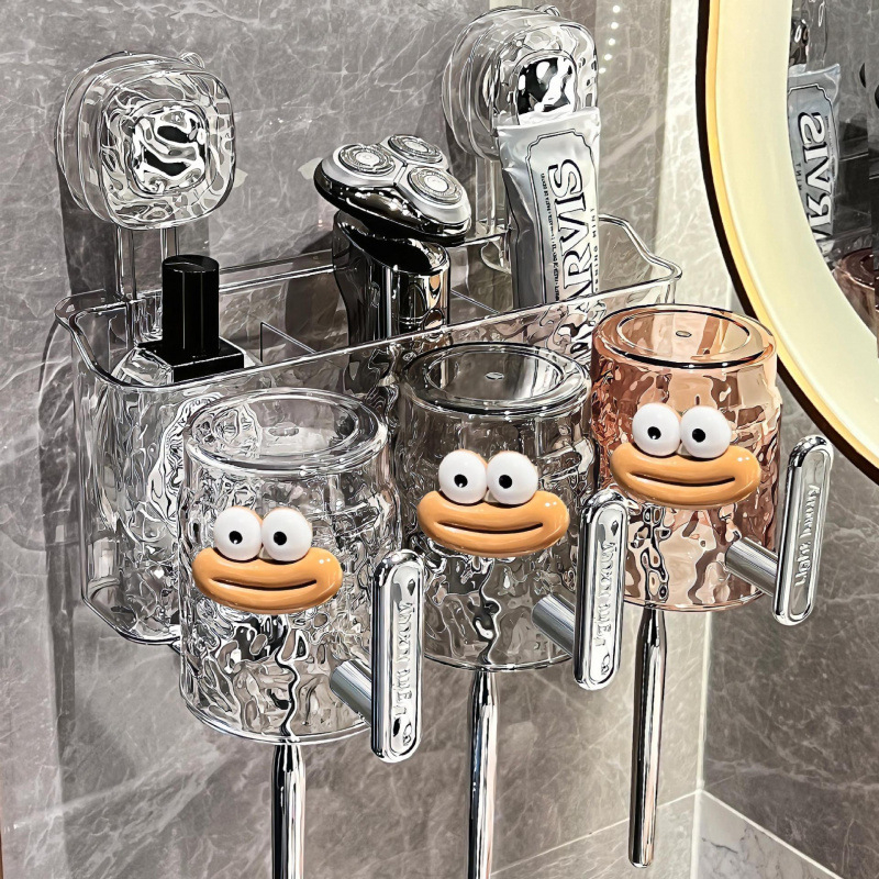 Fogkefetartó szívófejű, falra szerelhető fürdőszobai rendező, fém, UV sterilizálás, fogantyúval