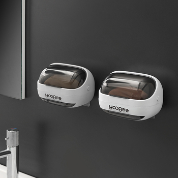 ABS falra szerelhető szappan tál fedéllel, porálló, szívókoronggal