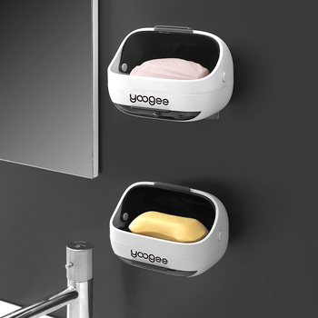 ABS falra szerelhető szappan tál fedéllel, porálló, szívókoronggal