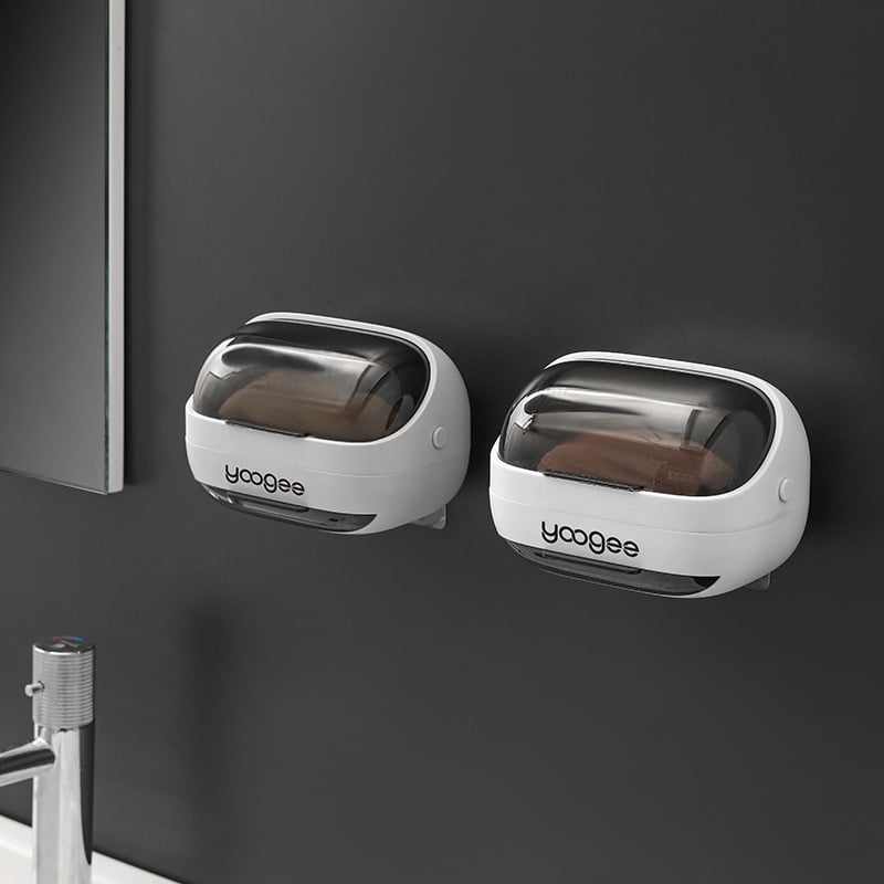 ABS falra szerelhető szappan tál fedéllel, porálló, szívókoronggal