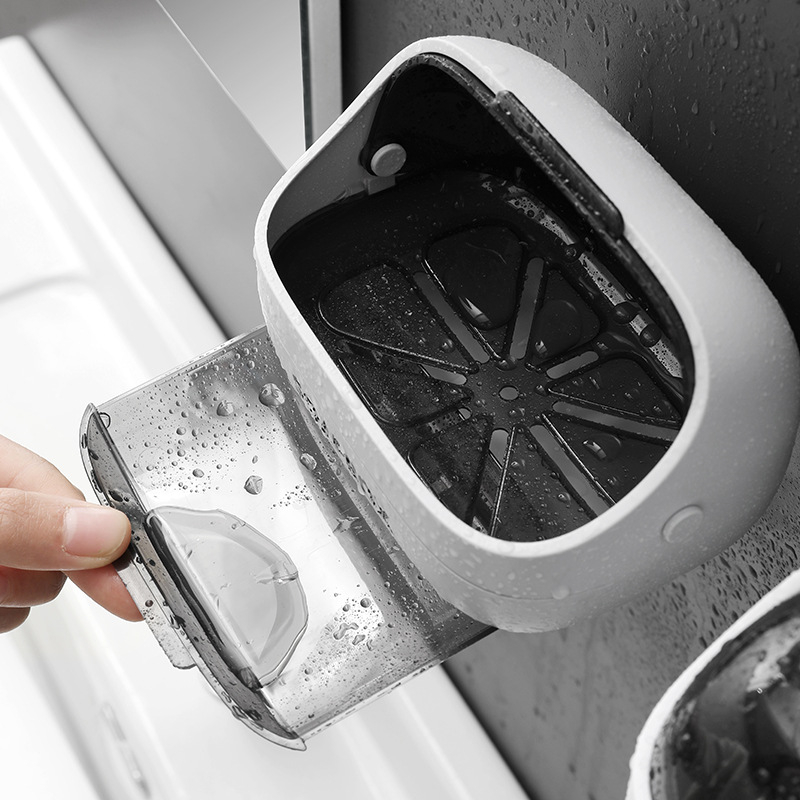 ABS falra szerelhető szappan tál fedéllel, porálló, szívókoronggal