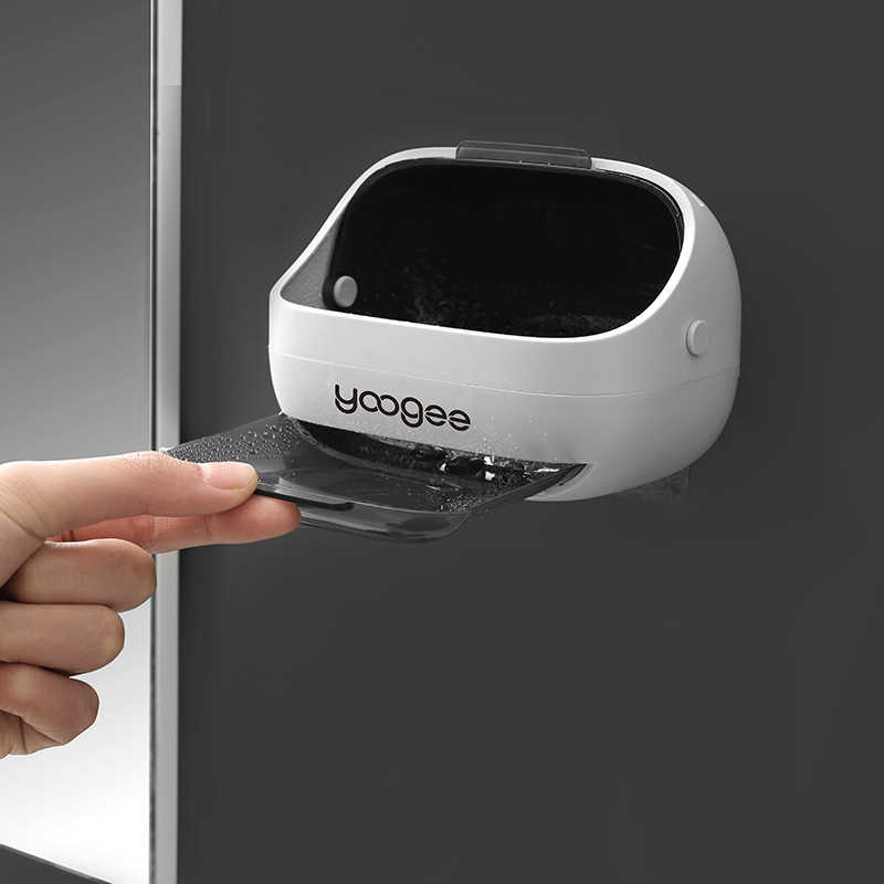 ABS falra szerelhető szappan tál fedéllel, porálló, szívókoronggal