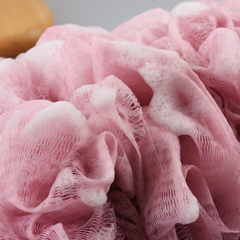 Hosszú nyelű fürdőecset és kettős funkciójú tisztítóér, fürdőgolyóval, PP fürdővirág anyag, Zhejiang eredet, testreszabás elérhető