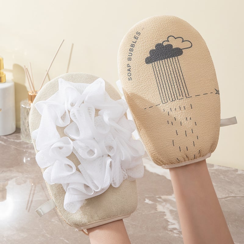 Kétoldalas fürdőkesztyű, poliészter, gyengéd a bőrhöz