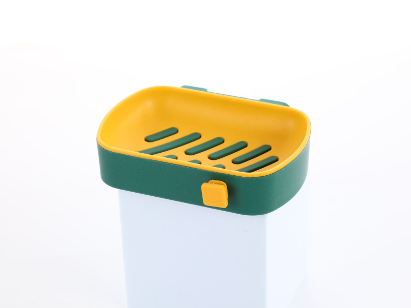 Fali szappantartó, PP anyagból, a fürdőszobához, dupla szintű lefolyóval, fúrás nélkül, szívókoronggal