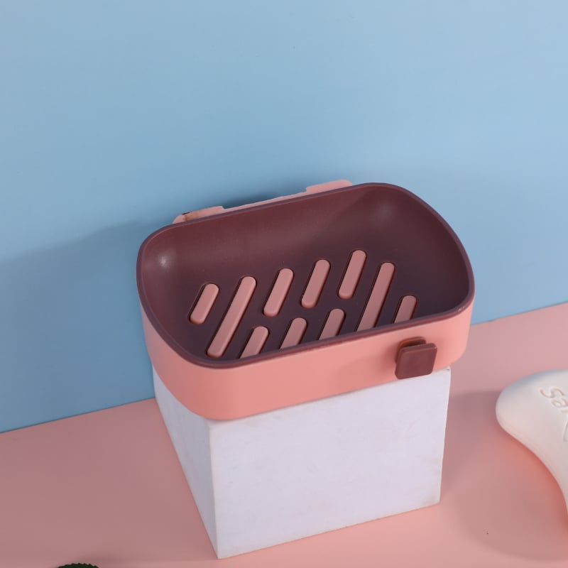 Fali szappantartó, PP anyagból, a fürdőszobához, dupla szintű lefolyóval, fúrás nélkül, szívókoronggal