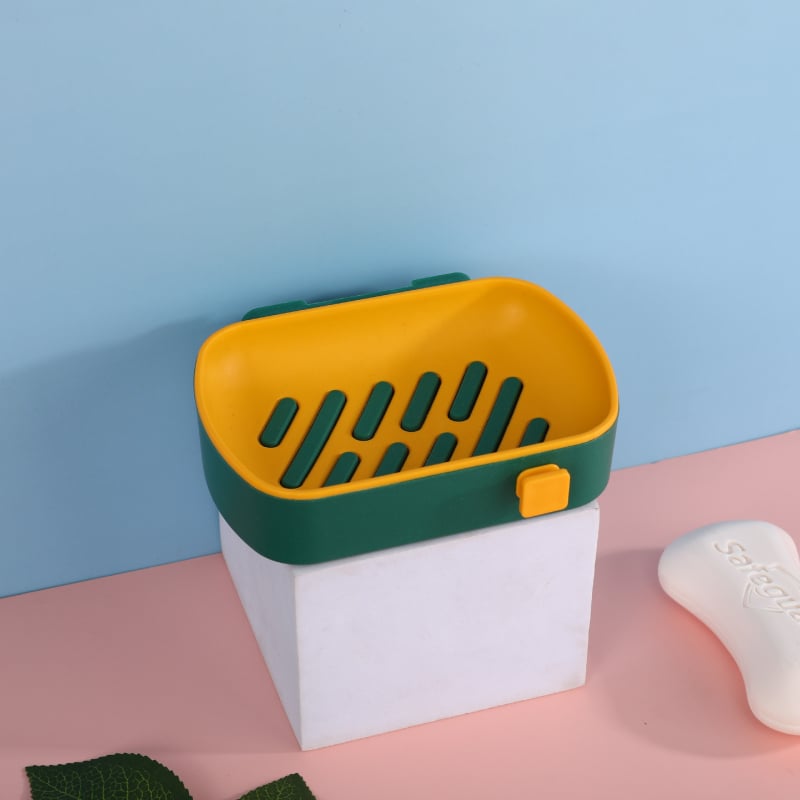 Fali szappantartó, PP anyagból, a fürdőszobához, dupla szintű lefolyóval, fúrás nélkül, szívókoronggal