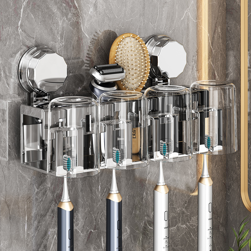 Fogkefetartó - falra szerelhető, levehető, ABS + rozsdamentes acél anyagú (fúrás nélküli telepítés)