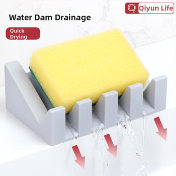 Silikon Szappantartó drénnel – fúrás nélkül, megakadályozza a víz felhalmozódását, mosdóhoz/fürdőszobához, nyomtatott logó, testreszabás elérhető.