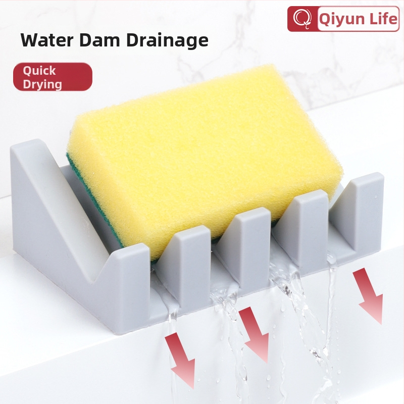 Silikon Szappantartó drénnel – fúrás nélkül, megakadályozza a víz felhalmozódását, mosdóhoz/fürdőszobához, nyomtatott logó, testreszabás elérhető.