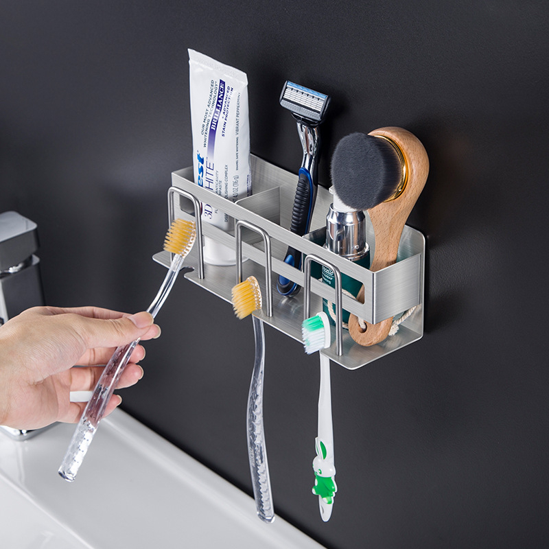 304 rozsdamentes acél fogkefetartó falra szerelhető, fúrás nélkül, szájöblítő pohárral, logóval