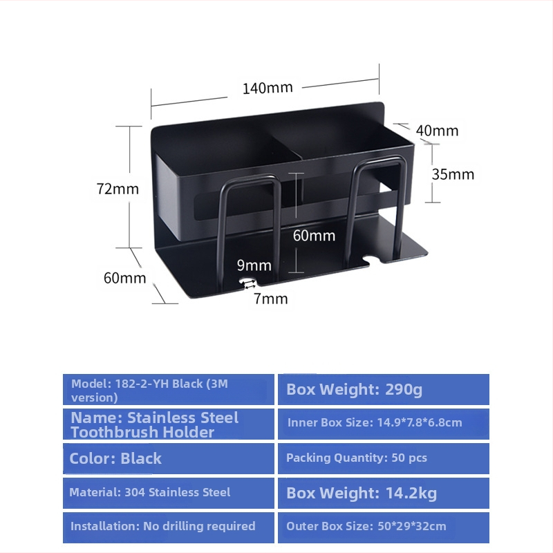 304 rozsdamentes acél fogkefetartó falra szerelhető, fúrás nélkül, szájöblítő pohárral, logóval