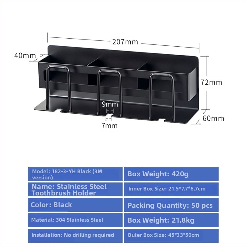 304 rozsdamentes acél fogkefetartó falra szerelhető, fúrás nélkül, szájöblítő pohárral, logóval