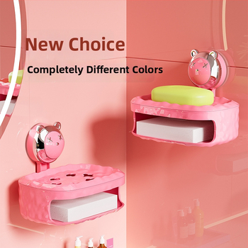 Fali szappan- és szivacs tartó kapcsával és vákuumos rögzítéssel, PET+ABS anyag, logónyomás elérhető