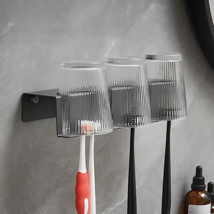 Držač za četkice od nehrđajućeg čelika 304, Gunmetal siva, kupaonica, bez bušenja, 3 pretinca, držač čaše za ispiranje usta