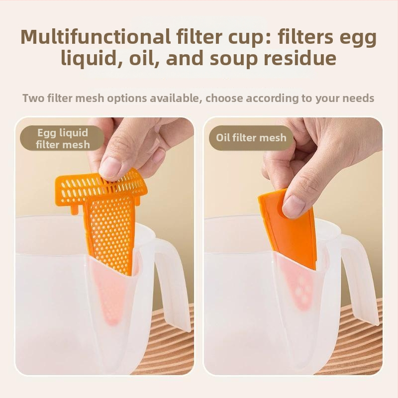 Rizs mosó szűrős mérőedény tojásfolyadék elválasztóval – konyhai eszköz, modern minimalist stílus, elektromos nélkül