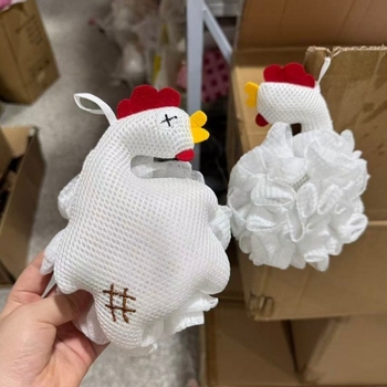 Fürdővirág alakú szivacs durva szemcsés exfoliációval, habosító fürdőeszköz, gyerekeknek csibe dizájnú fürdőlabda