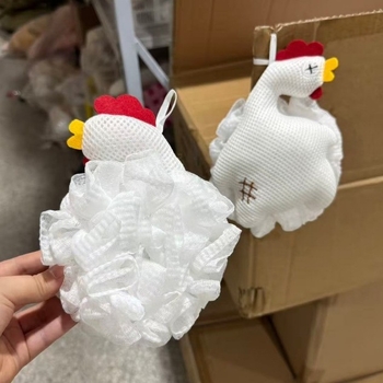 Fürdővirág alakú szivacs durva szemcsés exfoliációval, habosító fürdőeszköz, gyerekeknek csibe dizájnú fürdőlabda