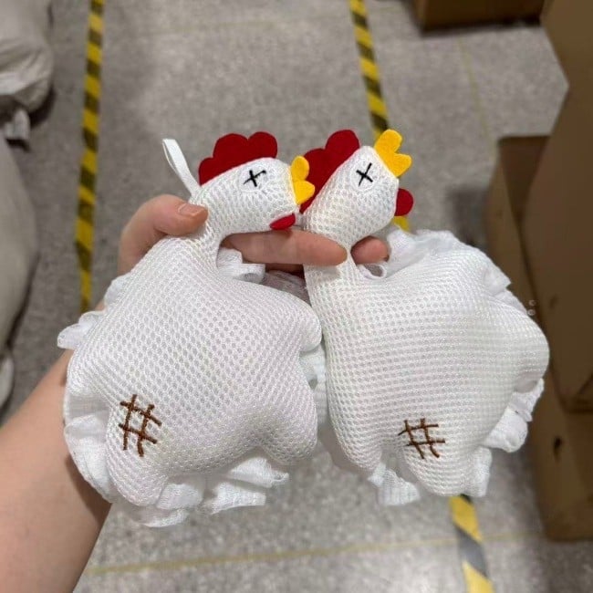 Fürdővirág alakú szivacs durva szemcsés exfoliációval, habosító fürdőeszköz, gyerekeknek csibe dizájnú fürdőlabda