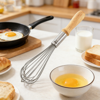 Jajni mikser od nehrđajućeg čelika s drškom, ručni šlag alat s odvajačem bjelanjaka za kolače