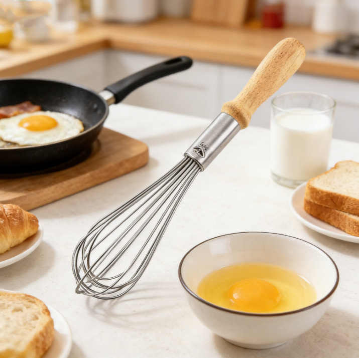 Jajni mikser od nehrđajućeg čelika s drškom, ručni šlag alat s odvajačem bjelanjaka za kolače