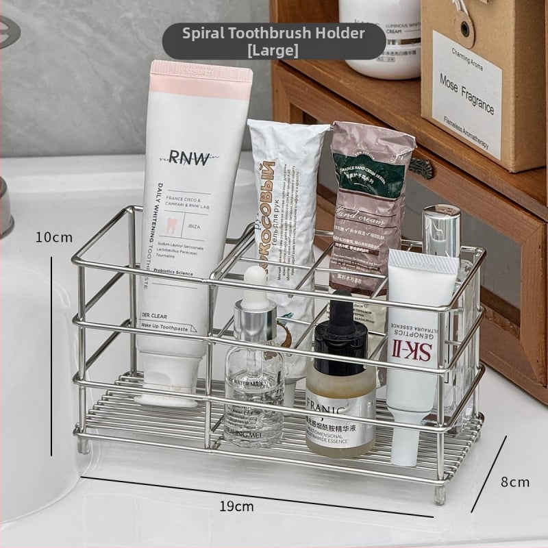 Fogkefetartó UV-sterilizációval, fémből készült fürdőszobai rendező szívókorongos rögzítéssel és lefolyókosárral