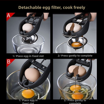 2-v-1 Otvárač vajec a separátor bielkovín, 304 nerezová oceľ, ručné ovládanie