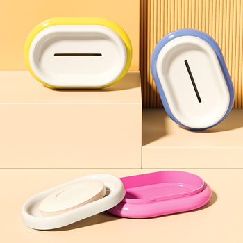 Flag Box falra szerelhető PP műanyag szappan tartó tál, fürdőszobai vízelvezetéssel, logó nyomtatási lehetőség