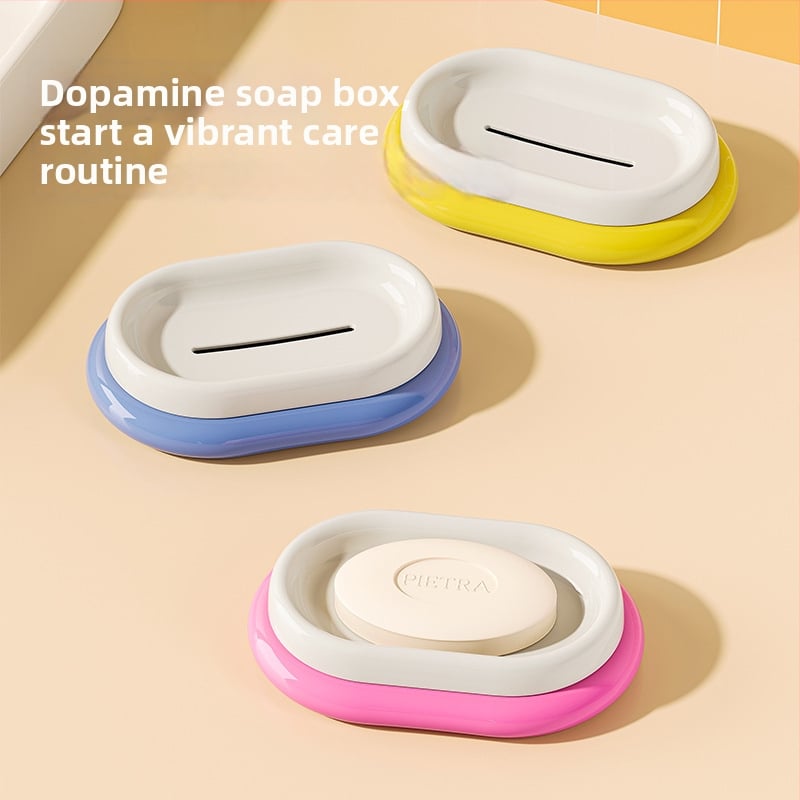 Flag Box falra szerelhető PP műanyag szappan tartó tál, fürdőszobai vízelvezetéssel, logó nyomtatási lehetőség