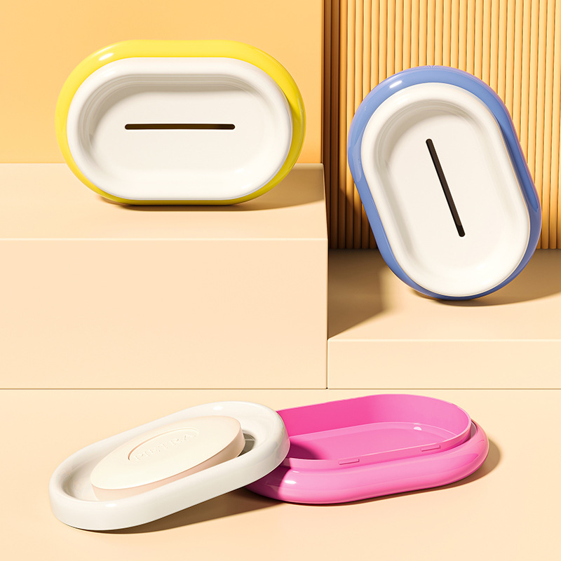 Flag Box falra szerelhető PP műanyag szappan tartó tál, fürdőszobai vízelvezetéssel, logó nyomtatási lehetőség