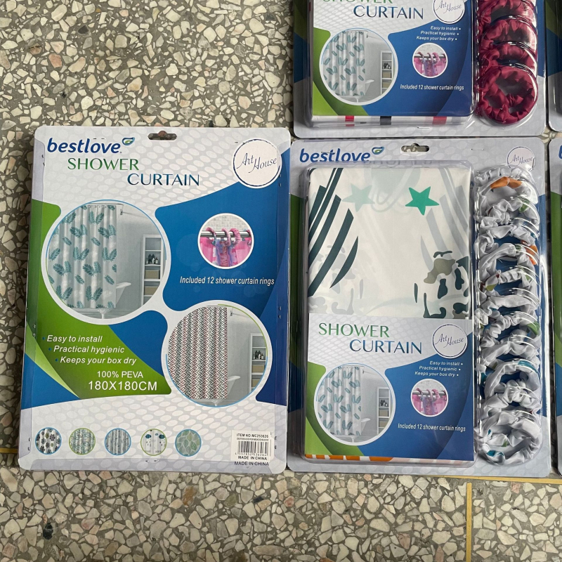 Jiaxin PEVA tuš zavjesa 0,04 mm s 12 prstenova, vodootporna, tiskani uzorak, moguća prilagodba