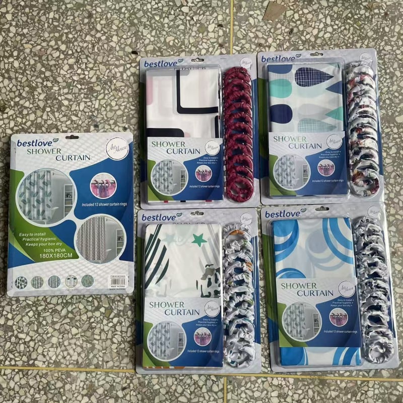 Jiaxin PEVA tuš zavjesa 0,04 mm s 12 prstenova, vodootporna, tiskani uzorak, moguća prilagodba