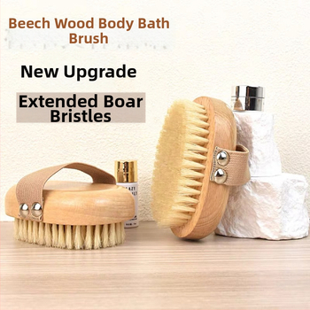 Perie de duș și masaj pentru corp – păr natural de mistreț, pentru exfoliere uscată, peri moi, origine Guangzhou, personalizabil