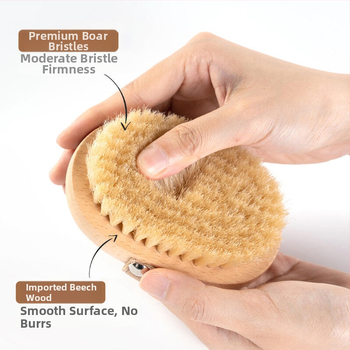 Perie de duș și masaj pentru corp – păr natural de mistreț, pentru exfoliere uscată, peri moi, origine Guangzhou, personalizabil