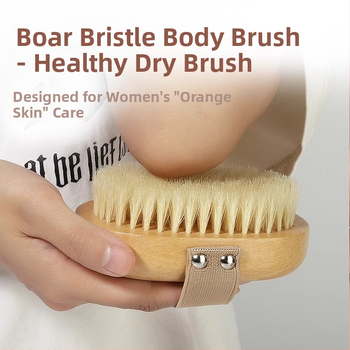 Perie de duș și masaj pentru corp – păr natural de mistreț, pentru exfoliere uscată, peri moi, origine Guangzhou, personalizabil