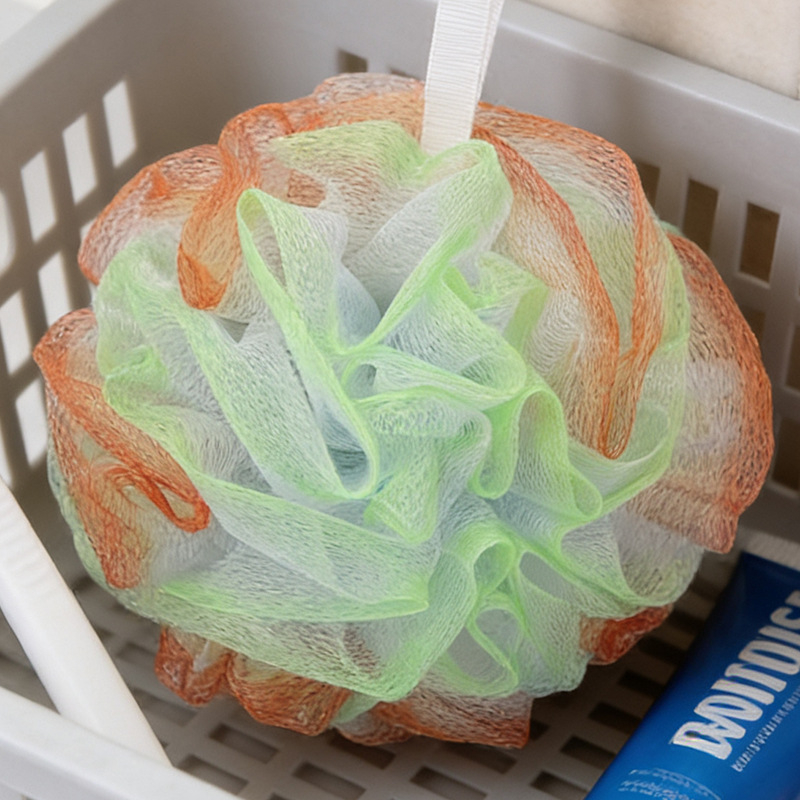 Velika četverobojna lopta za kupanje s pjenušavom loofom i piling ručnikom, mekana i izdržljiva