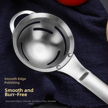 Разделител за яйчен белтък от 304 неръждаема стомана с интегриран удебелен филтър за яйчна течност, за разделяне на жълтъка и кухненско печене