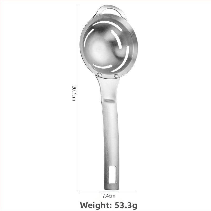 Разделител за яйчен белтък от 304 неръждаема стомана с интегриран удебелен филтър за яйчна течност, за разделяне на жълтъка и кухненско печене