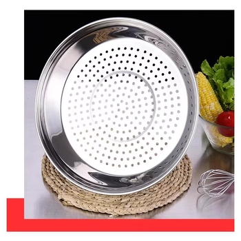 Tava za paru za wok, nehrđajući čelik 304, debela, otporna na visoke temperature, lako se čisti, guste rupe za paru, višenamjenska parna mreža 1R