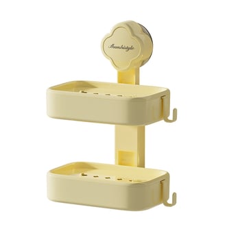 Cutie de săpun din plastic, montaj pe perete cu ventuză, drenaj, două niveluri