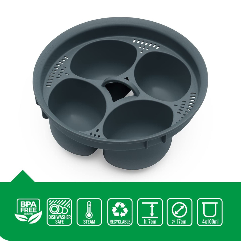 Tojásgőzítő kiegészítő Thermomix TM5/TM6 – Négy az egyben, élelmiszer-PP anyag, HR márka