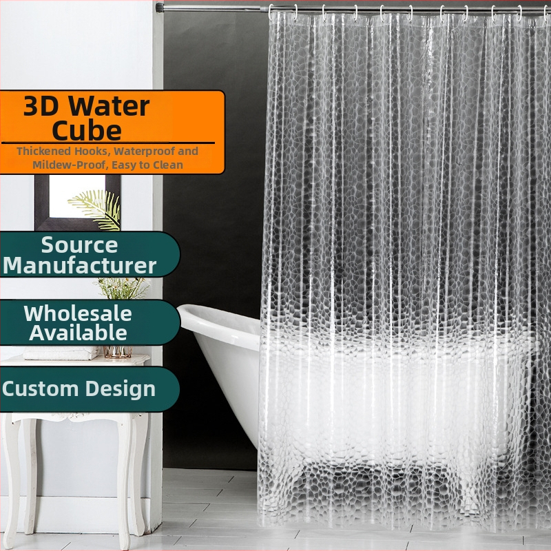 SGS-certificirana 3D Water Cube zavjesa za tuširanje, visoka gustoća, otporna na plijesan, PEVA, za kućne i komercijalne kupaonice