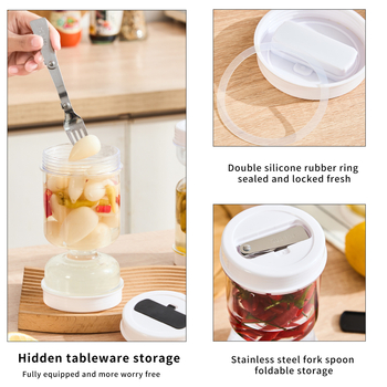 Set de ustensile de bucătărie cu borcan pentru murături, separare umedă–uscată și furculiță (stil modern minimalist, plastic, lansare vara 2020)