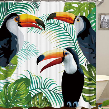 Tuš zavjesa od poliestera s flamingo printom, flamingo stil, tiskano logo, Chenxi Textile marka