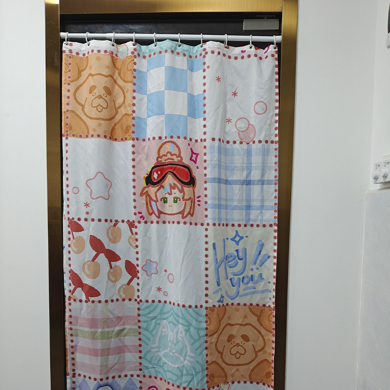 Set personalizat de perdele pentru baie, material impermeabil din țesătură asemănătoare pielii, model cartoon, imprimare personalizată conform desenelor