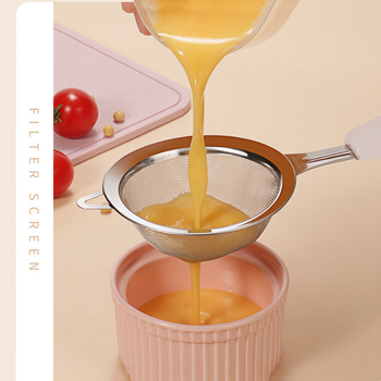 Filtru din oțel inoxidabil pentru hrana de bebeluși și separarea albușului — 304 oțel inoxidabil, mâner din plastic, rezistență la temperaturi înalte