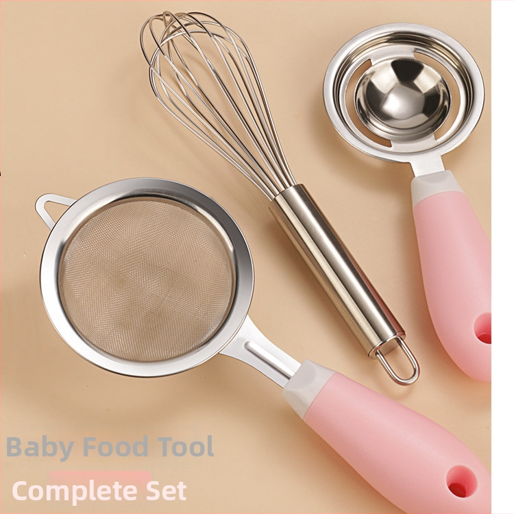 Filtru din oțel inoxidabil pentru hrana de bebeluși și separarea albușului — 304 oțel inoxidabil, mâner din plastic, rezistență la temperaturi înalte