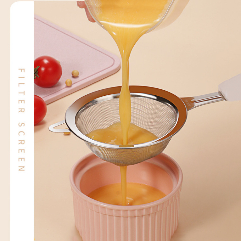 Filtru din oțel inoxidabil pentru hrana de bebeluși și separarea albușului — 304 oțel inoxidabil, mâner din plastic, rezistență la temperaturi înalte