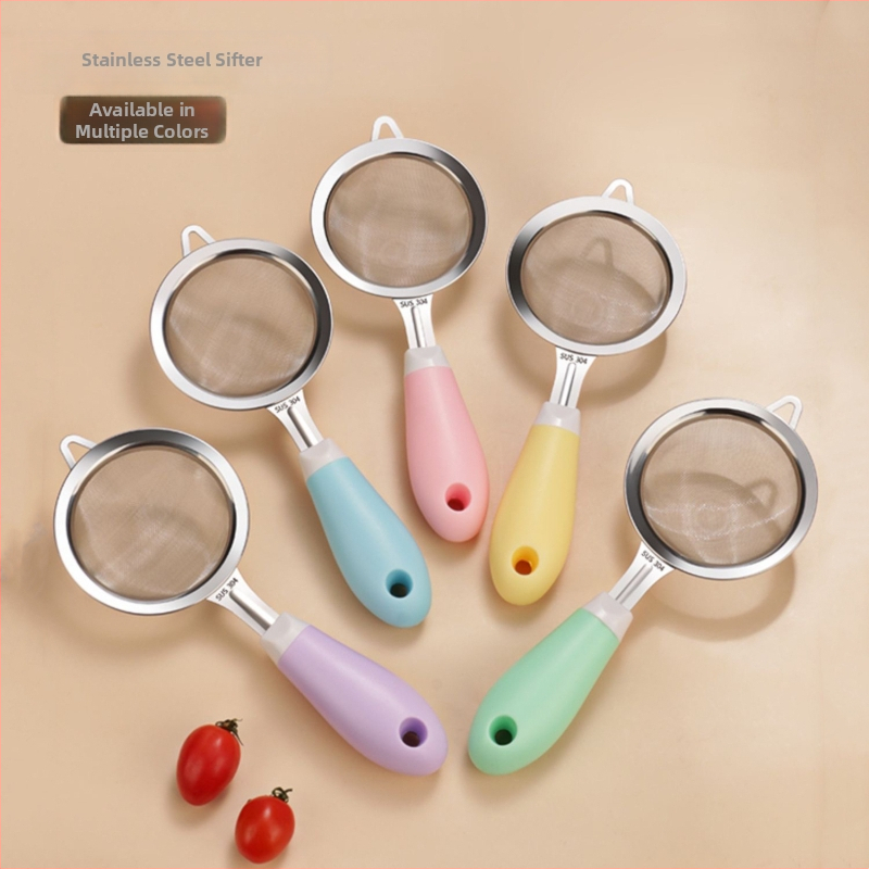 Filtru din oțel inoxidabil pentru hrana de bebeluși și separarea albușului — 304 oțel inoxidabil, mâner din plastic, rezistență la temperaturi înalte